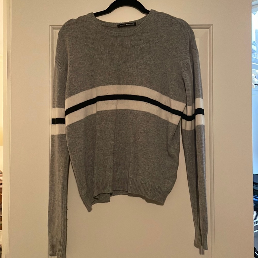 Brandy Melville grey striped cozy sweater